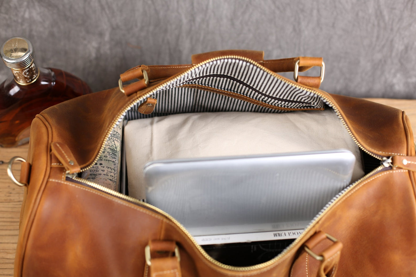 Genuine Leather Weekender Duffle Bag