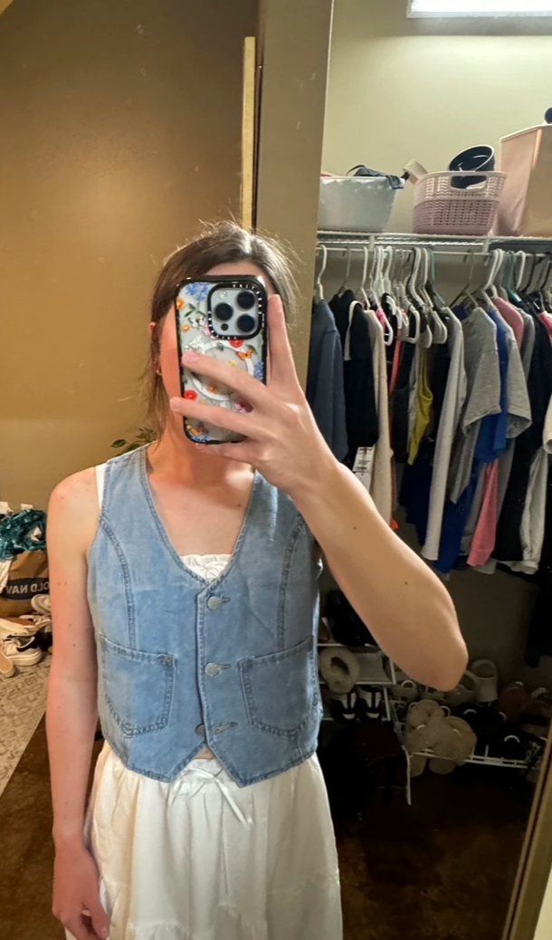 Women Casual Denim Vest With Pockets