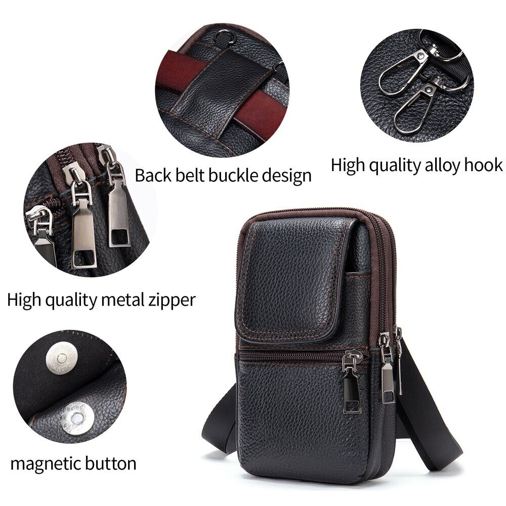Men Shoulder Genuine Leather Bag Small Cross body
