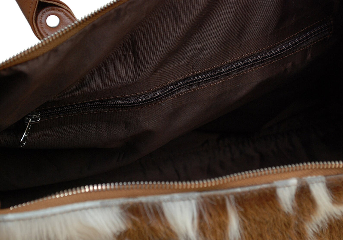 Exotic Brown White Cowhide Duffle Bag
