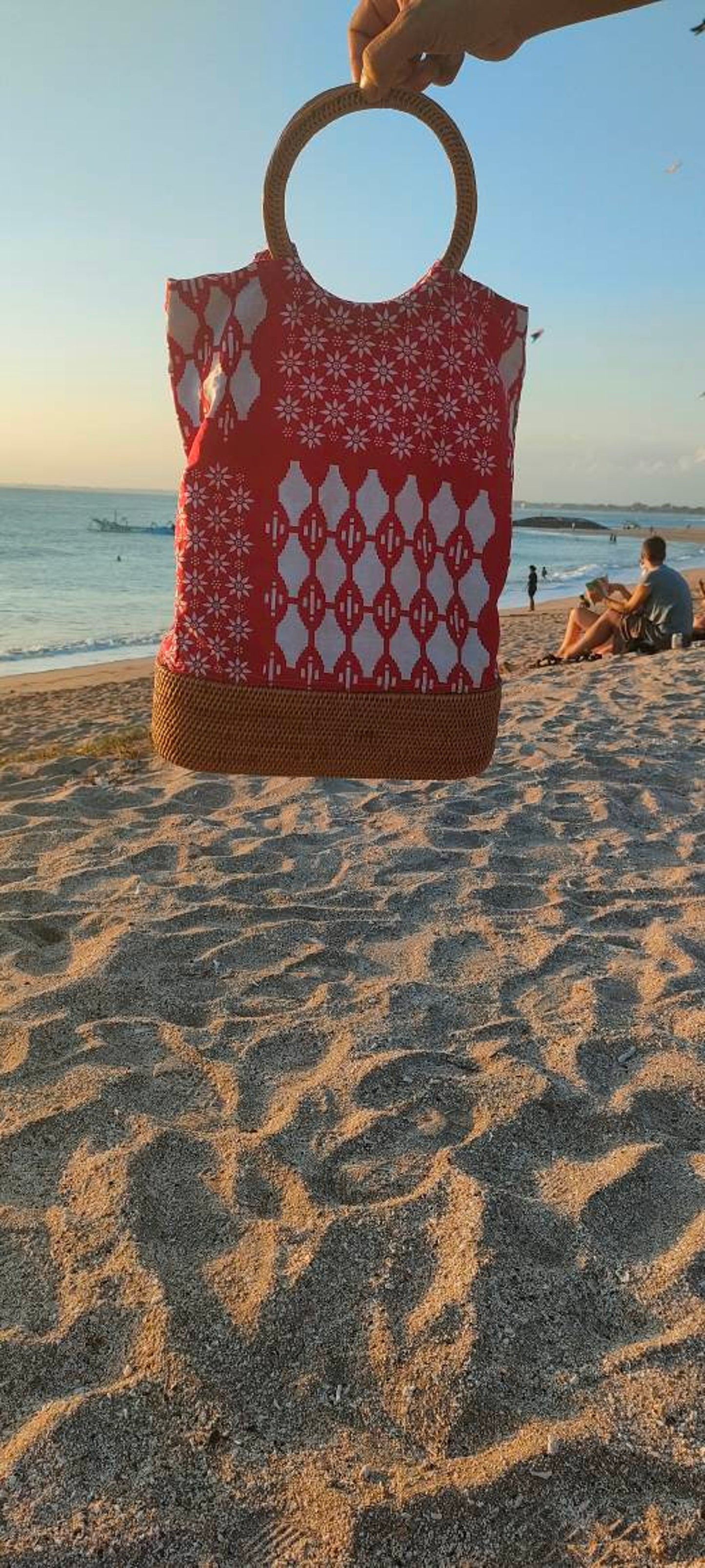 Motif Batik Handmade Rattan Bag