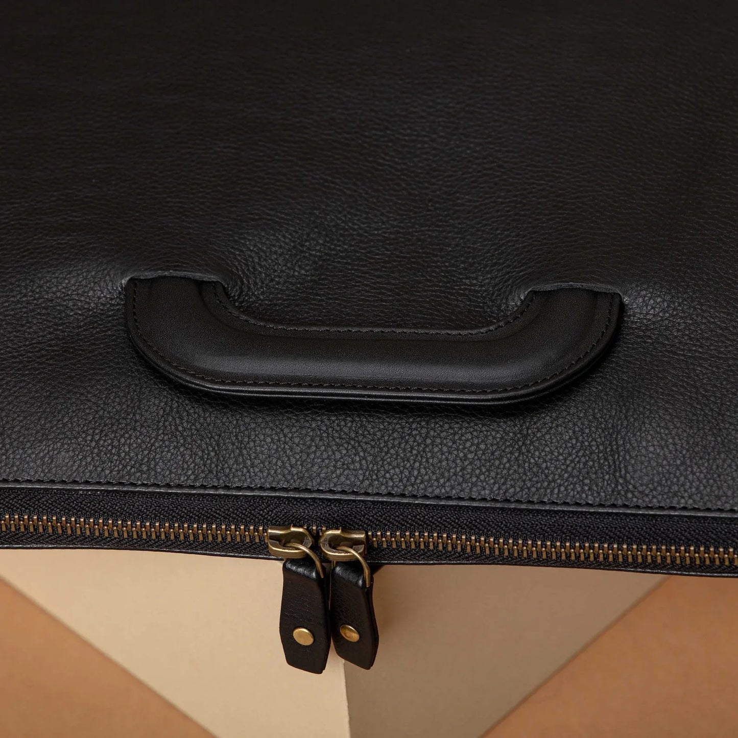 Black Leather Laptop Bag with Handles and Document Compartments