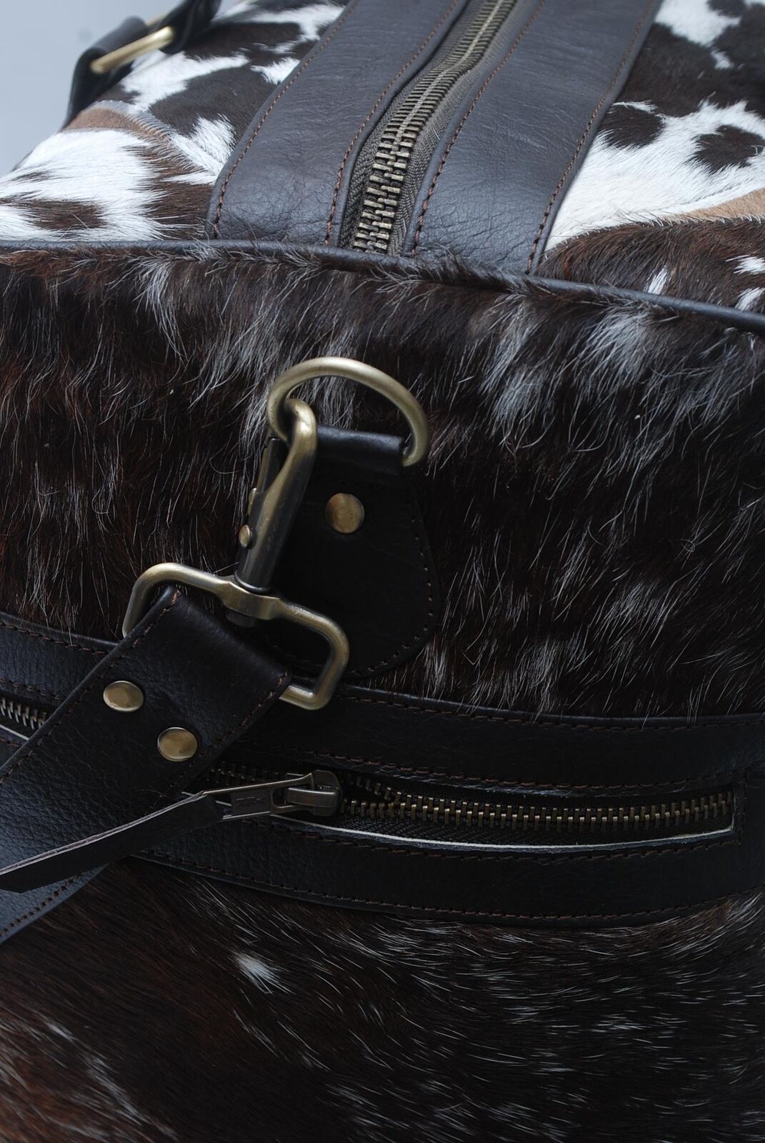 Tricolor Large Cowhide Weekender Bag