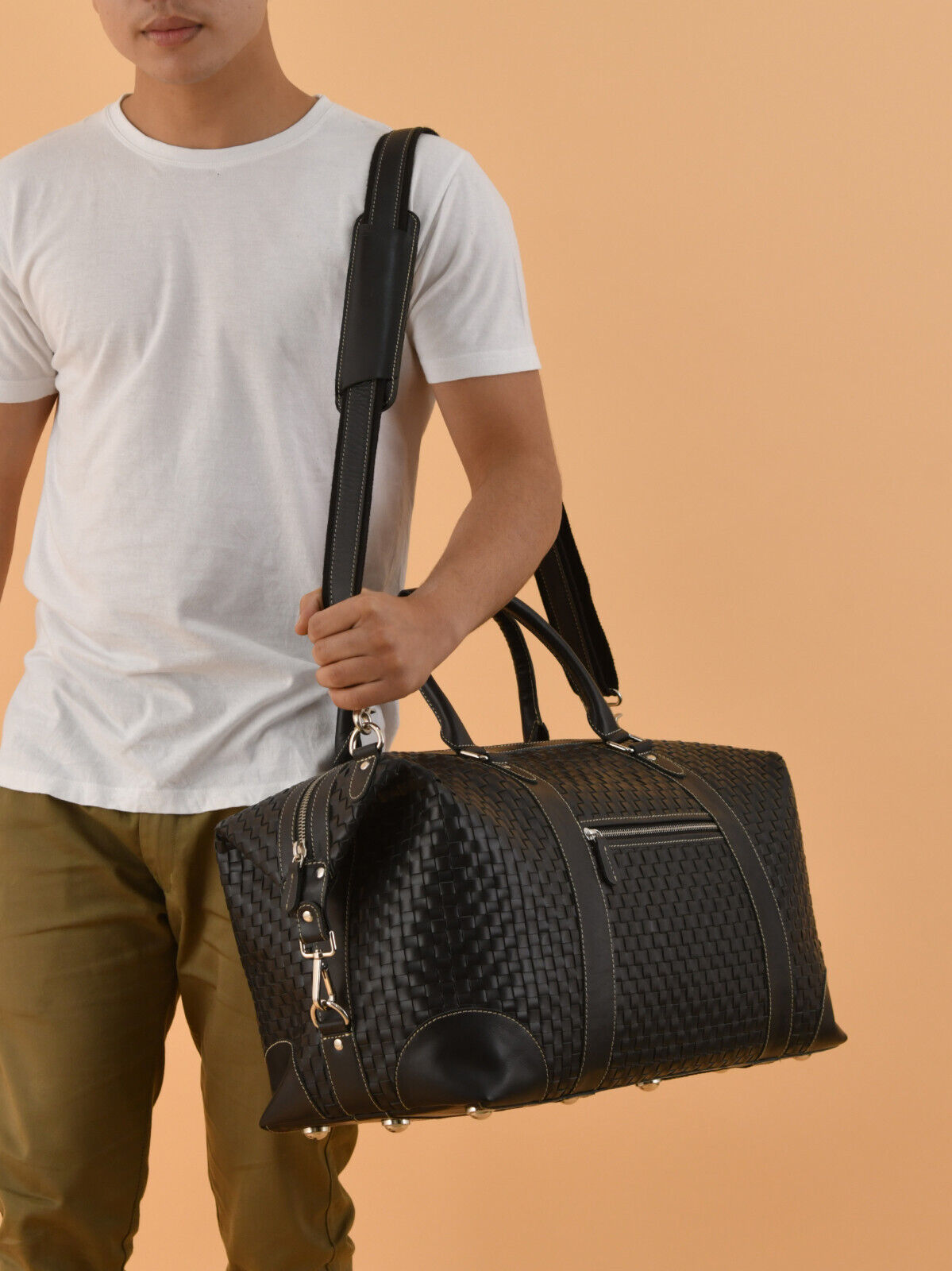 Genuine Leather Weekender Travel Duffle Bag