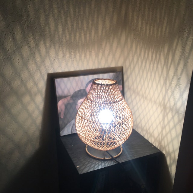 Handmade woven rattan table desk lamp shade