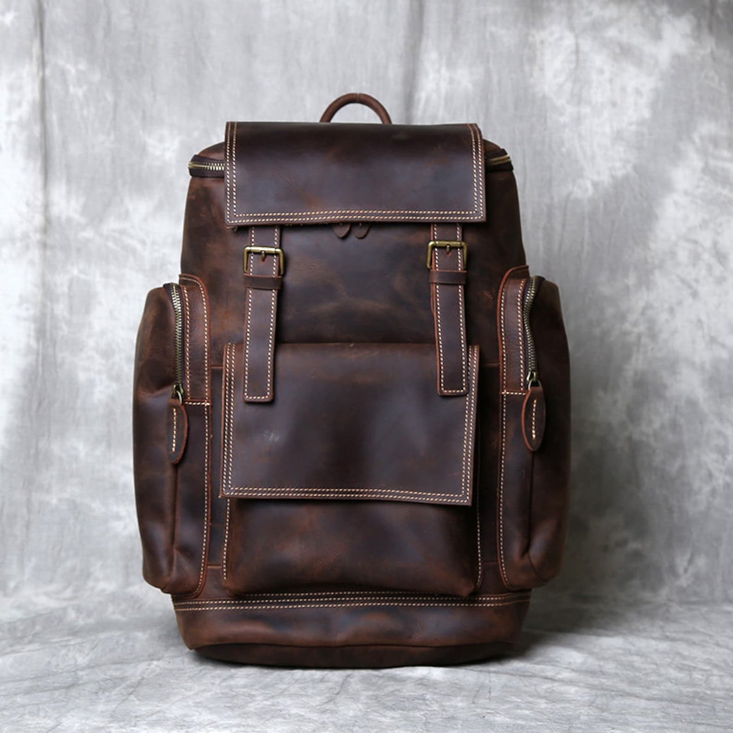 Retro Genuine Leather Laptop Backpack