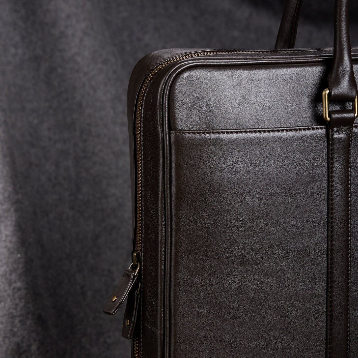 Slim Genuine Leather Briefcase with Double Handles