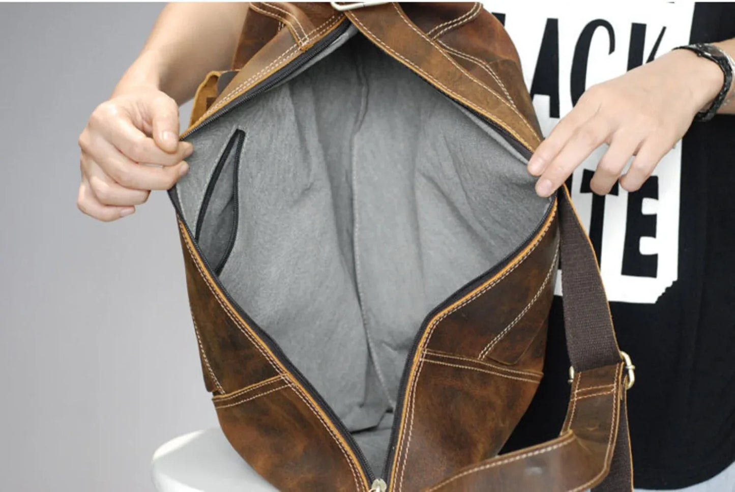 Brown Real Leather Backpack Bag Sling Style