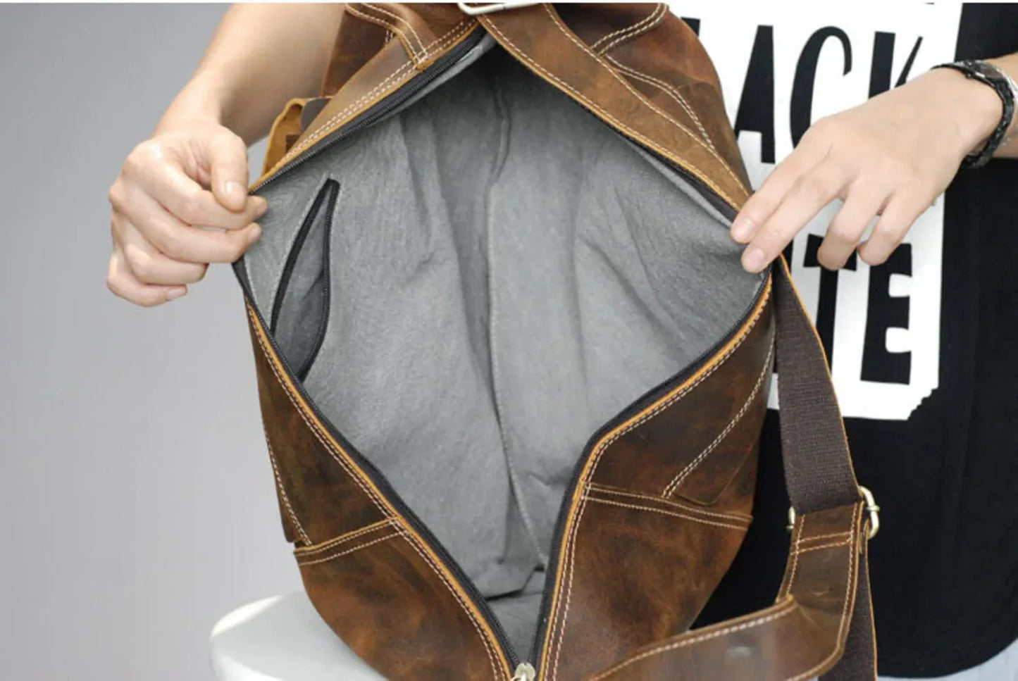 Brown Real Leather Backpack Bag Sling Style