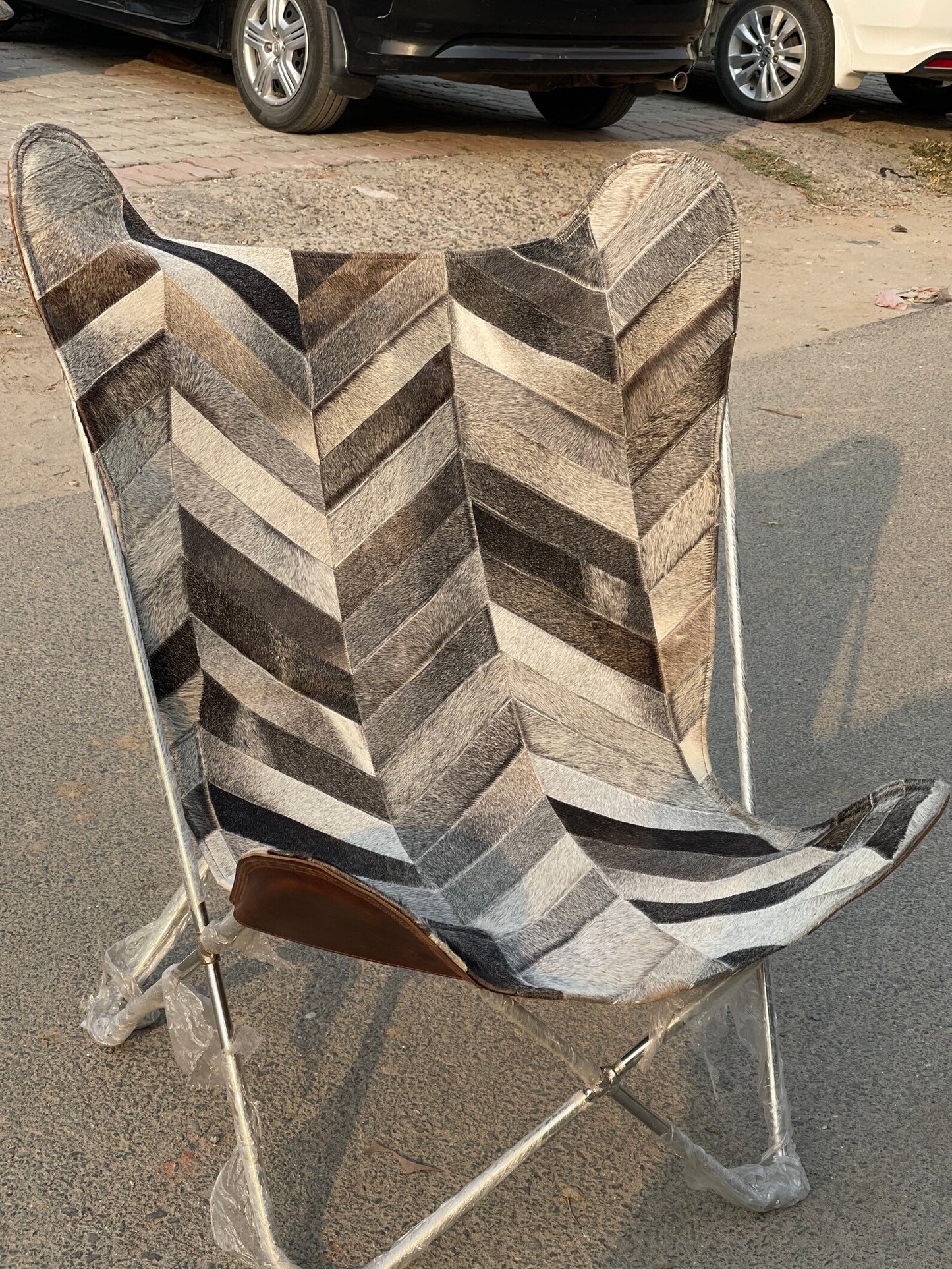Butterfly Cowhide Chair Natural Real Patchwork