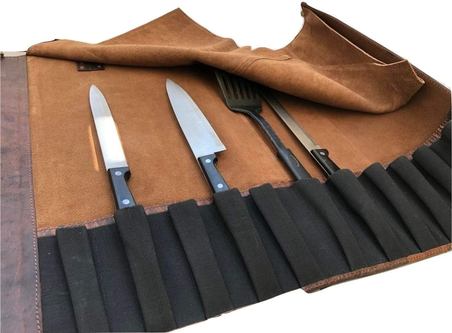 knife roll genuine leather
