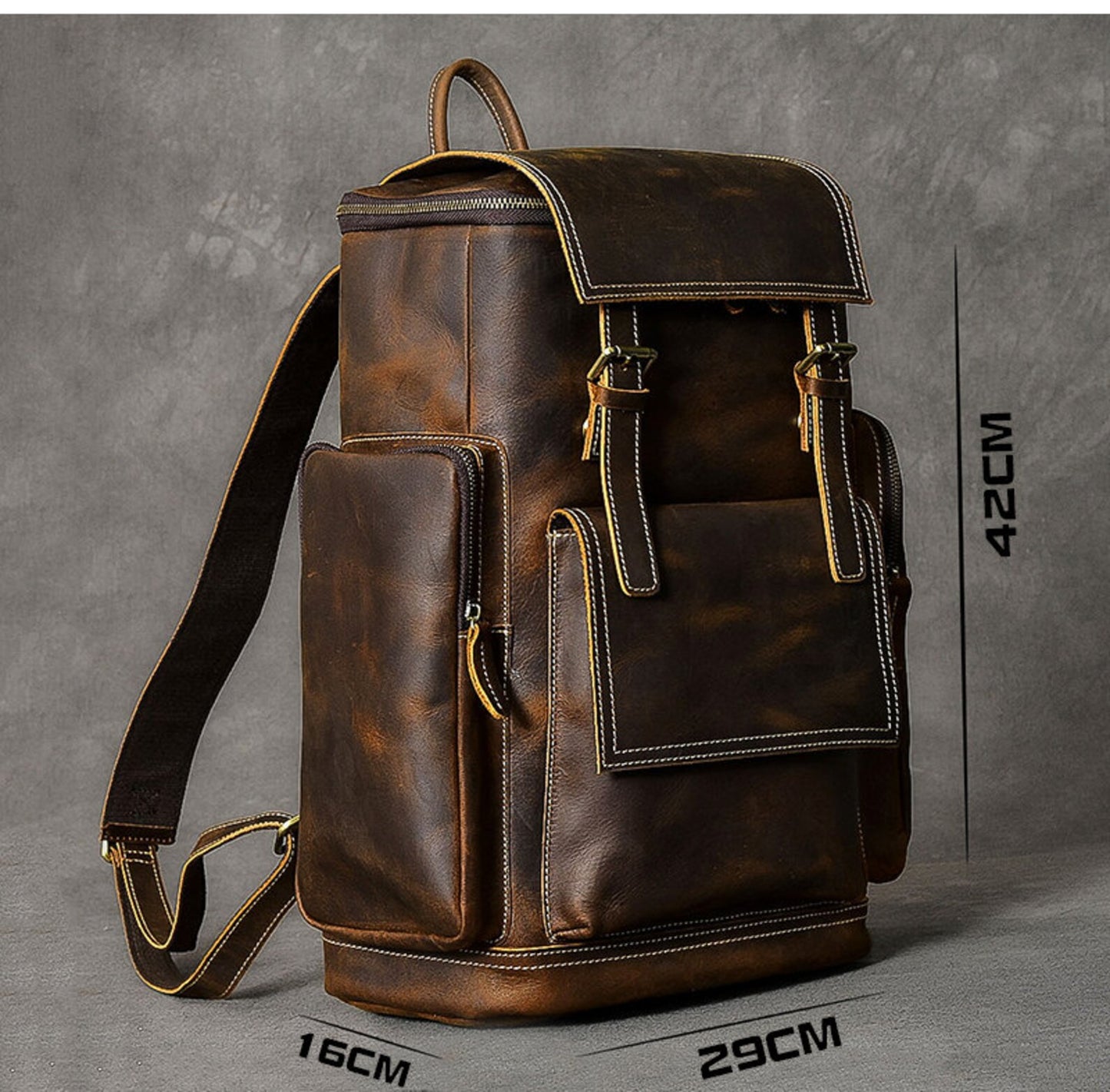 Large Leather Brown Backpack
