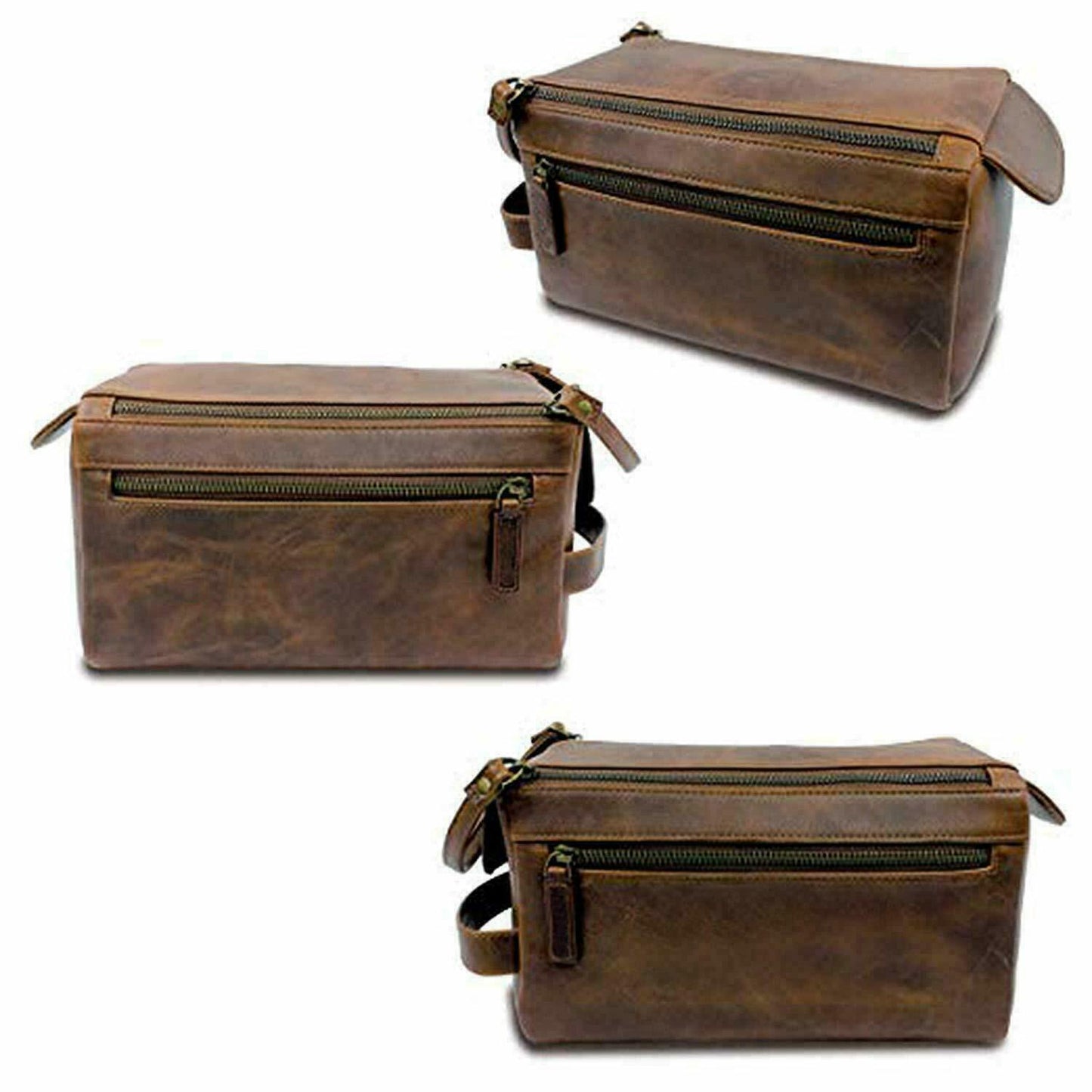 Genuine Leather Men Dopp Kit Shaving Case