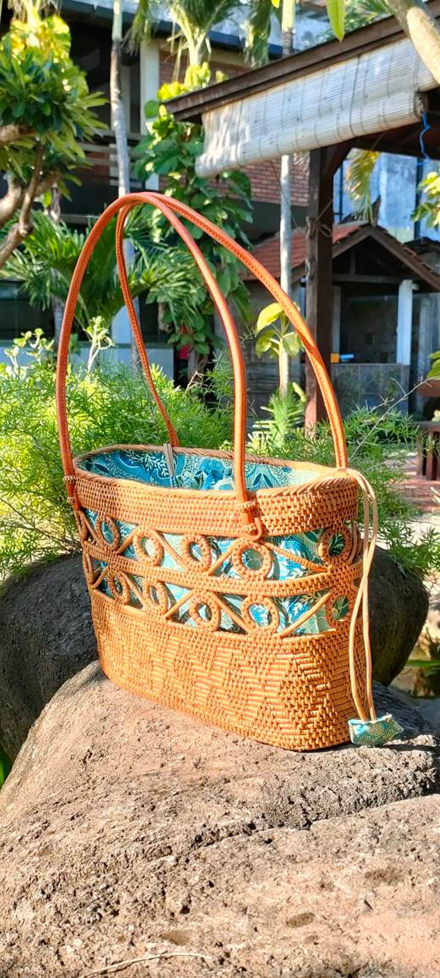 Handwoven Ethnic Rattan Tote Bag