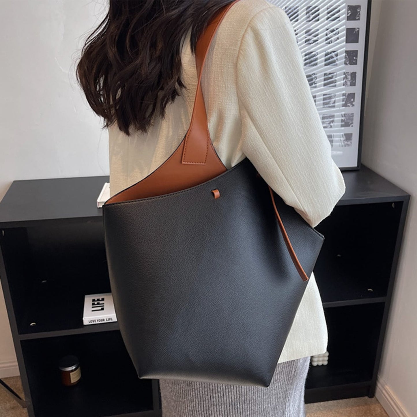 Genuine Leather Bucket Bag