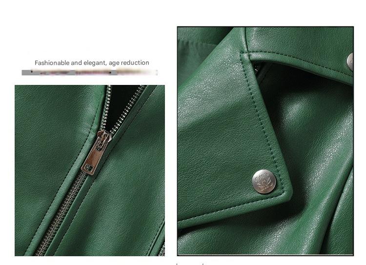 Women’s Leather Bomber Jacket Moto Style Zip Belted