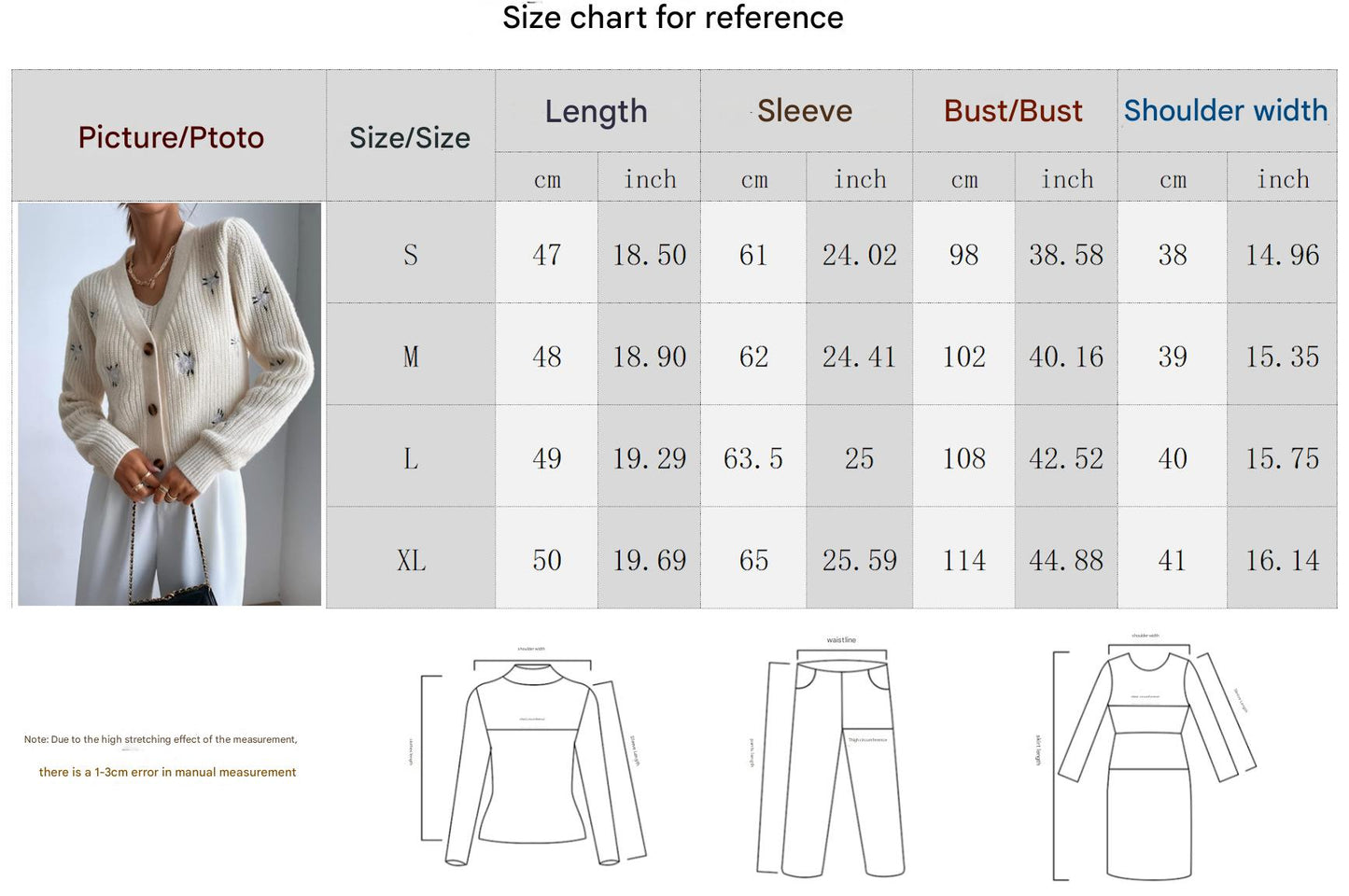 Women’s Knitted Cardigan and Crop Top Set with Embroidery