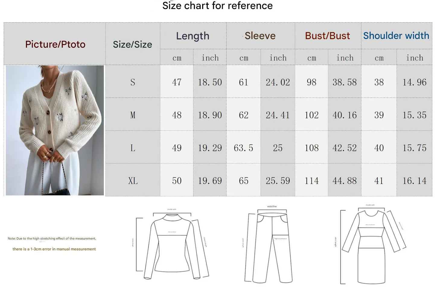 Women’s Knitted Cardigan and Crop Top Set with Embroidery