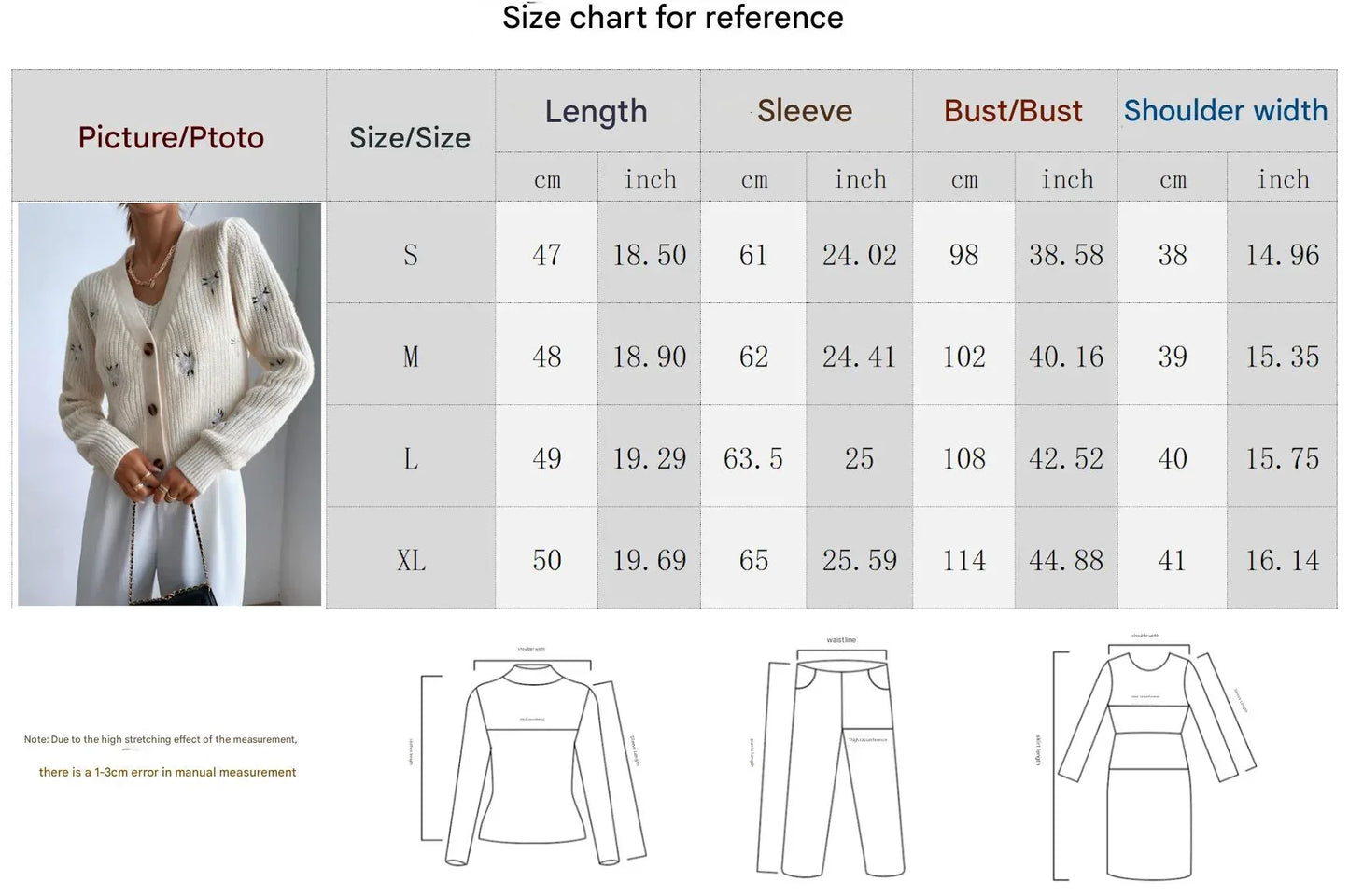 Women’s Knitted Cardigan and Crop Top Set with Embroidery