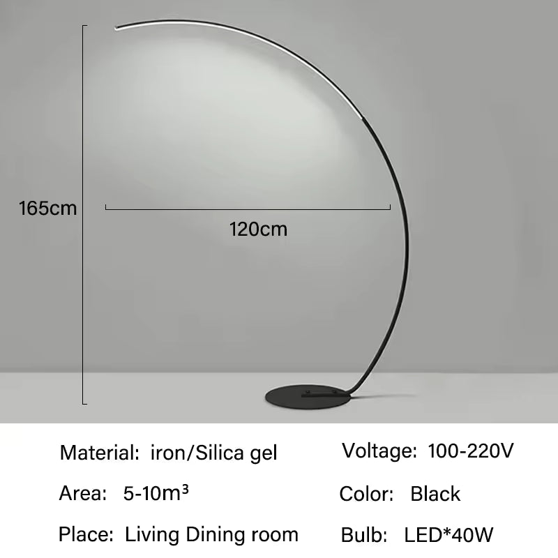 Half Moon Arc Floor Lamp Modern Boho Curved Lighting