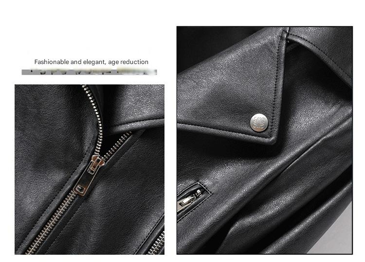 Women’s Leather Bomber Jacket Moto Style Zip Belted