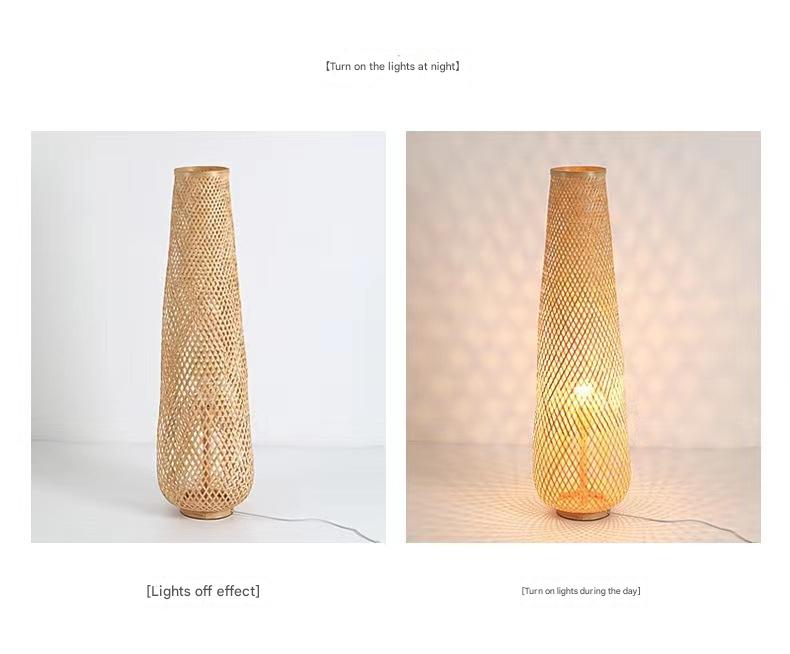Modern bamboo weaving column floor lamp
