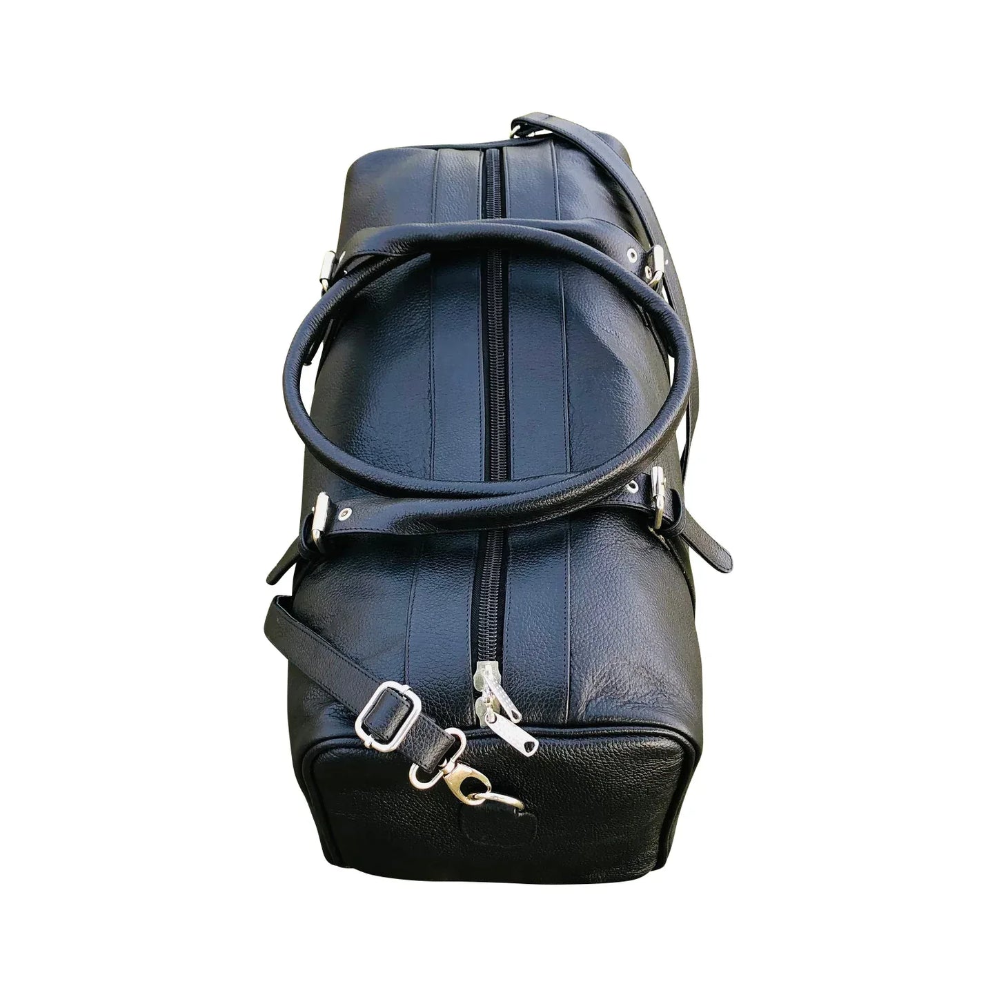 Black Leather Weekender Bag Travel Duffel