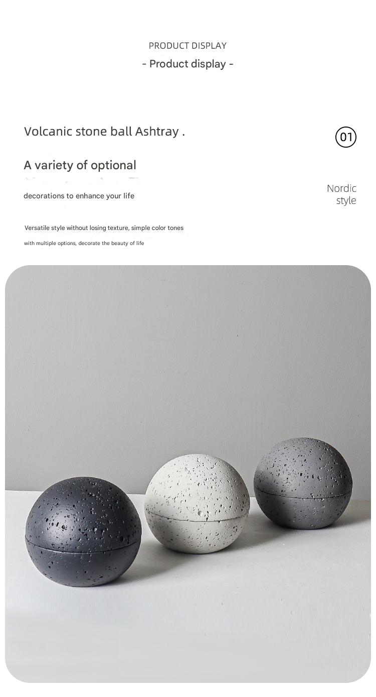 Nordic Design Volcanic Stone Spherical Cement Ashtray Home & Hotel