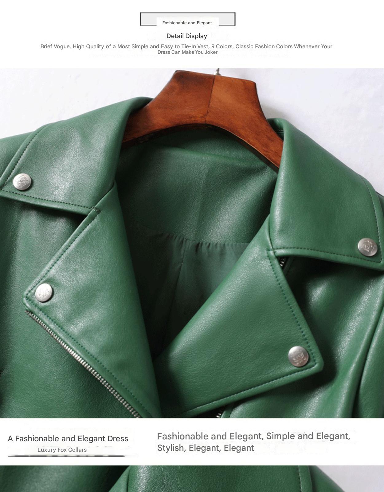 Women’s Leather Bomber Jacket Moto Style Zip Belted