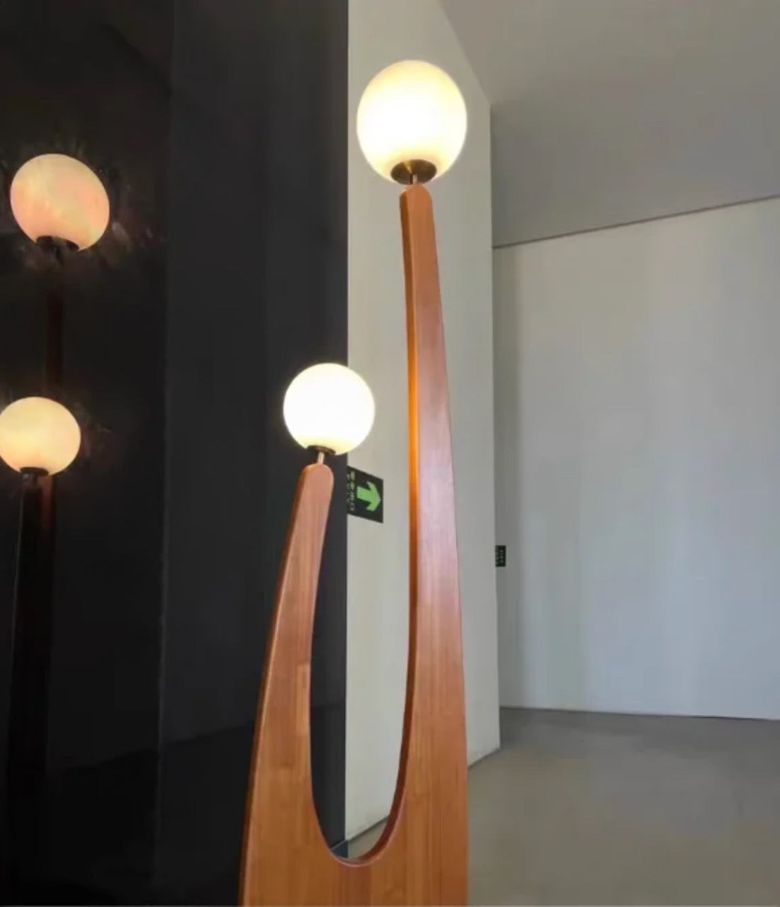 Modern Minimalist Walnut Solid Wood Floor Lamp with Dual Glass