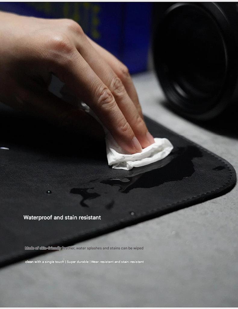 Leather desk mat with magnetic writing surface