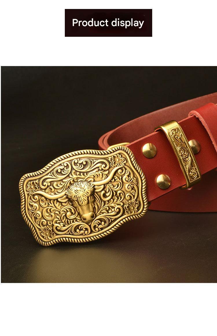 Men’s Western Ox Buckle Full Grain Cowhide Belt
