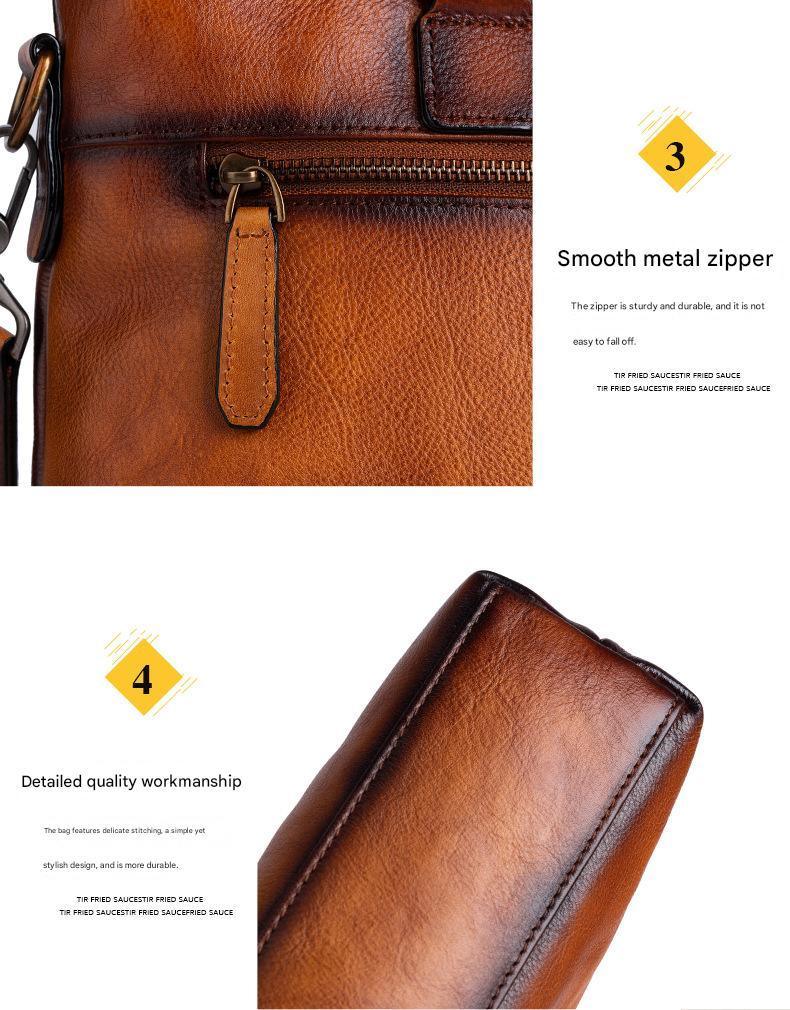Full Grain Leather Messenger Bag for Men Laptop Office