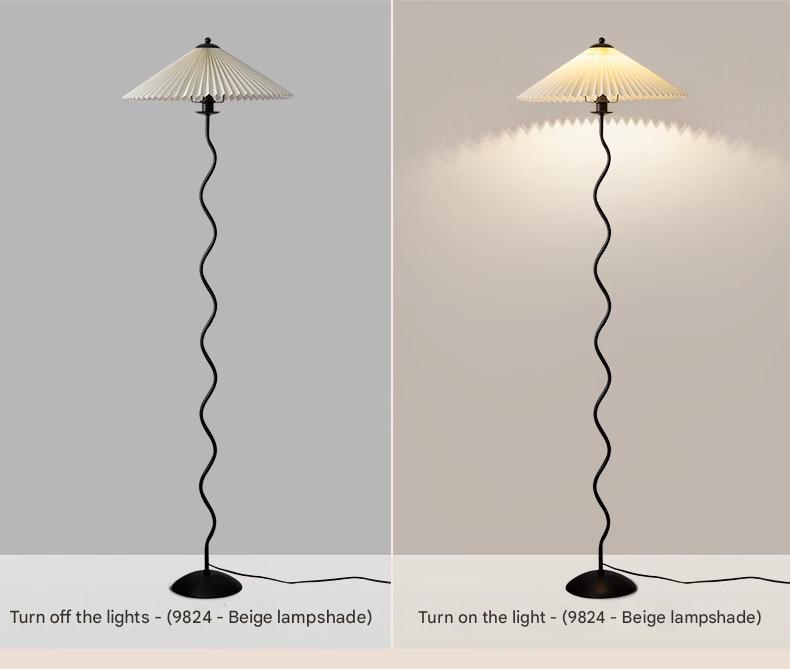 Vintage pleated fabric standing floor lamp