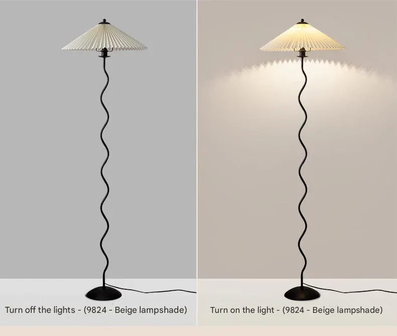 Vintage pleated fabric standing floor lamp