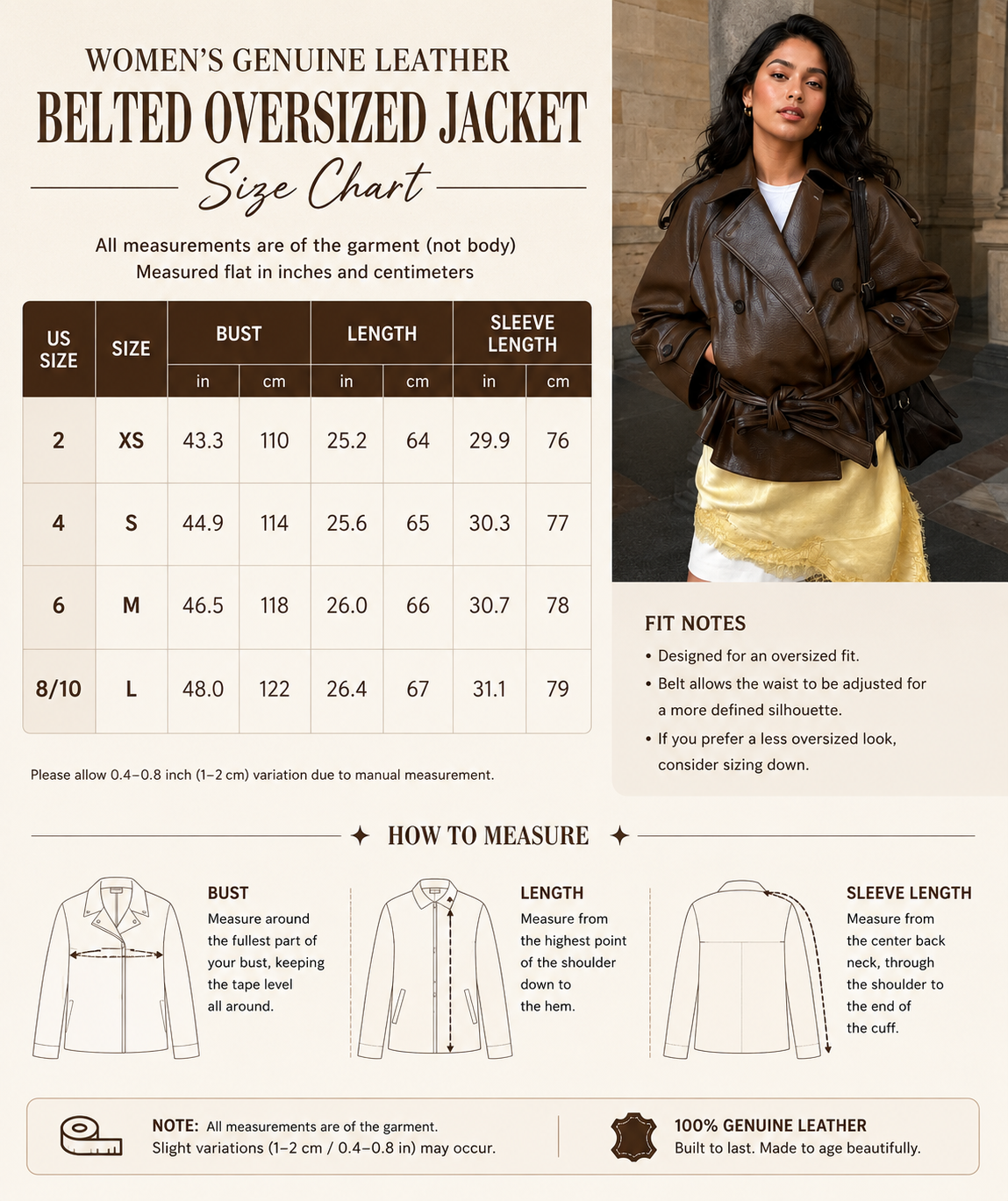 Oversized leather jacket women belt coat