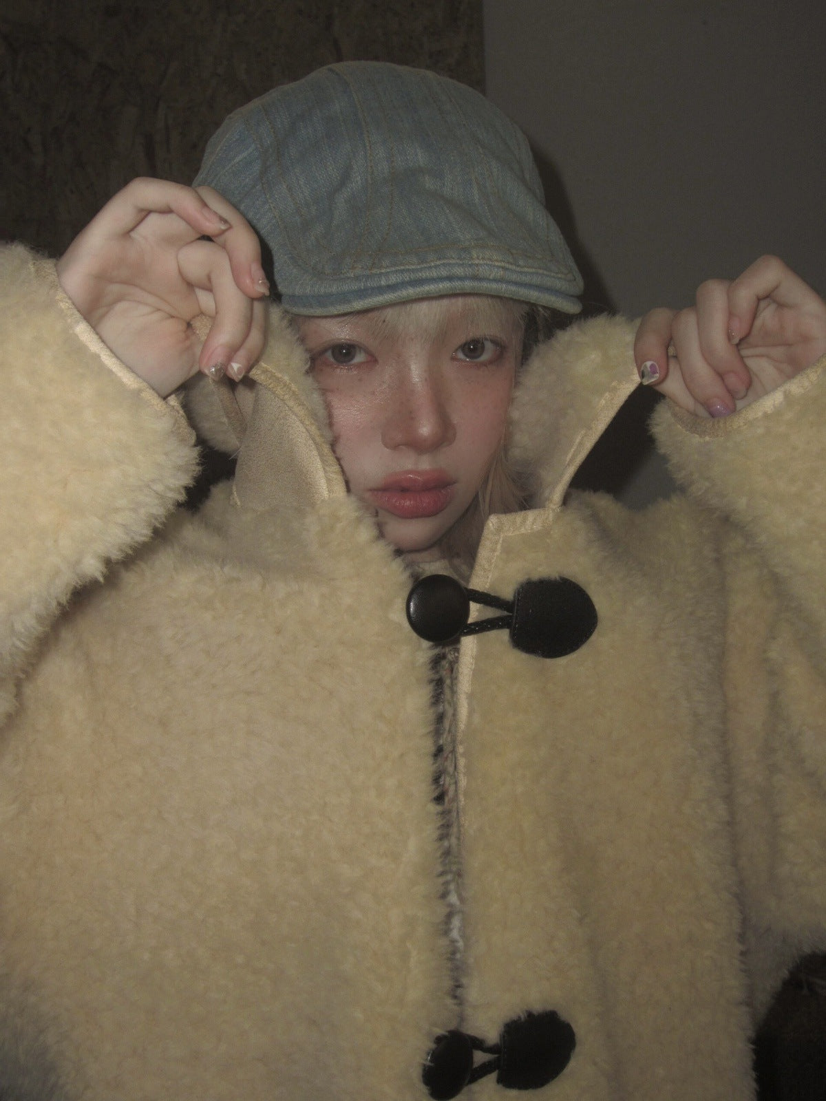 Women’s Full Wool Fur Coat Corn Yellow Shearling Winter Jacket