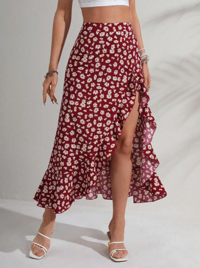 summers high waist split thigh skirt