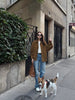 Brown Modern Biker Oversized Suede Jacket Women