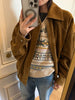 Brown Modern Biker Oversized Suede Jacket Women