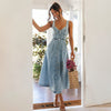 Button Front Sleeveless Denim Overall Dress for Women