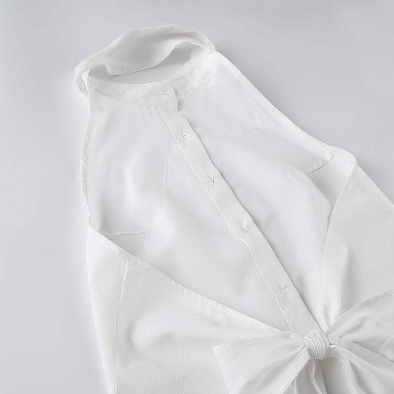 Backless sleeveless shirt blouse