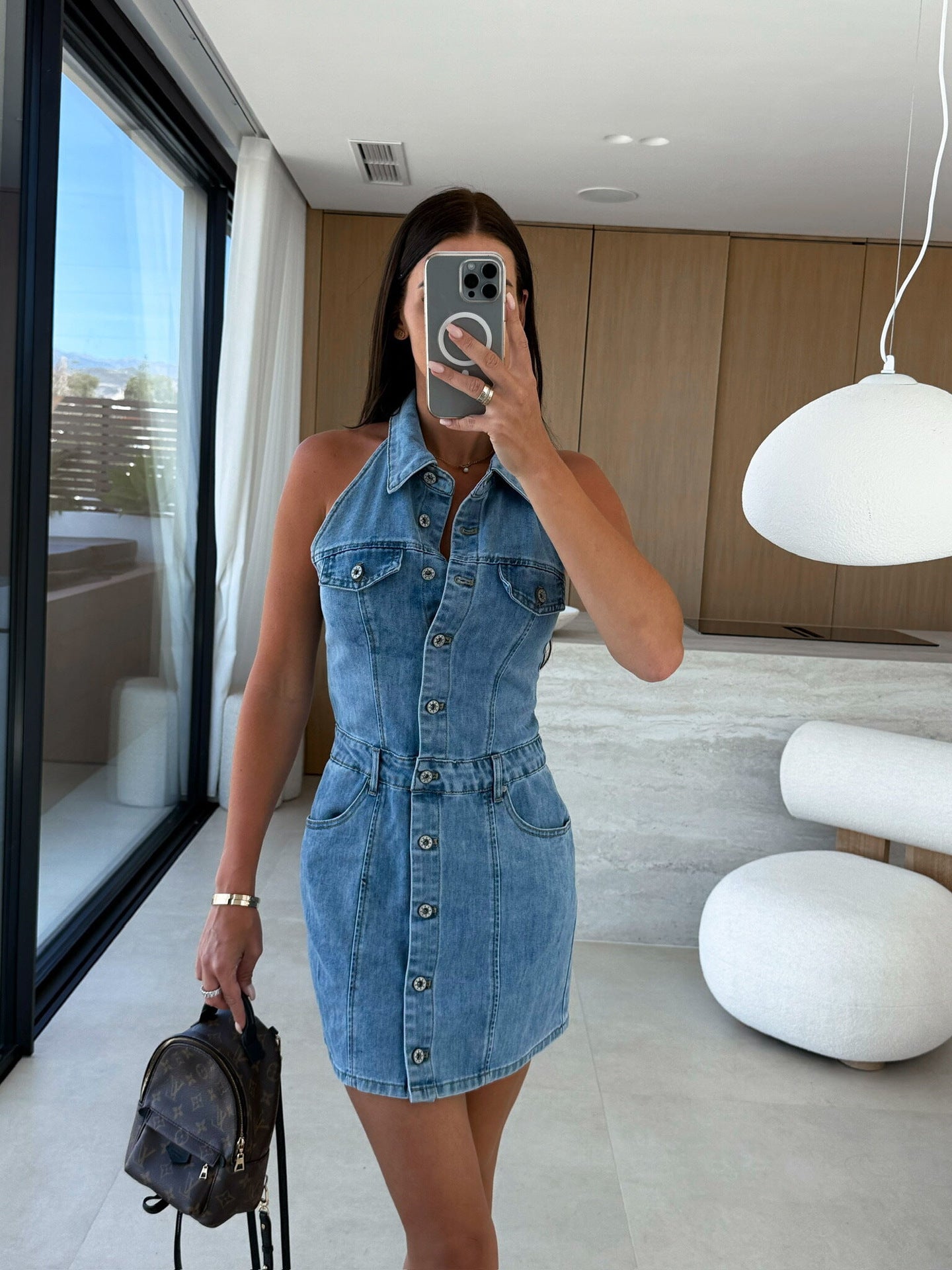 Women’s Sleeveless Blue Jean Mini Dress for Women