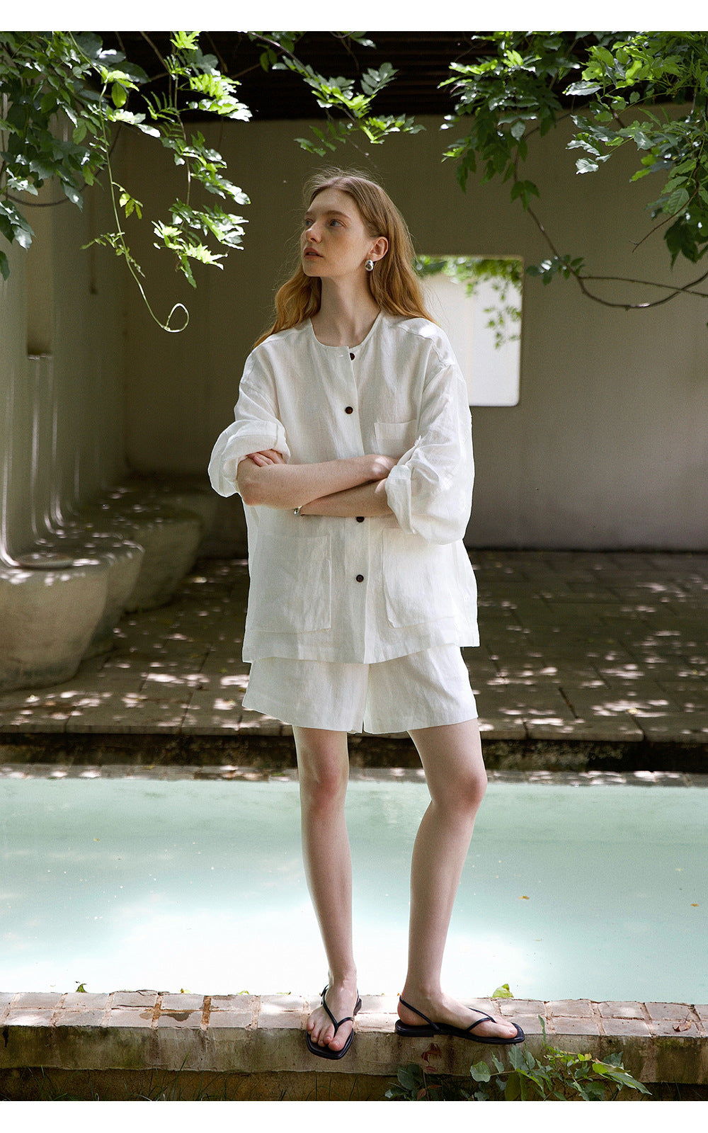 women summer beach linen shorts