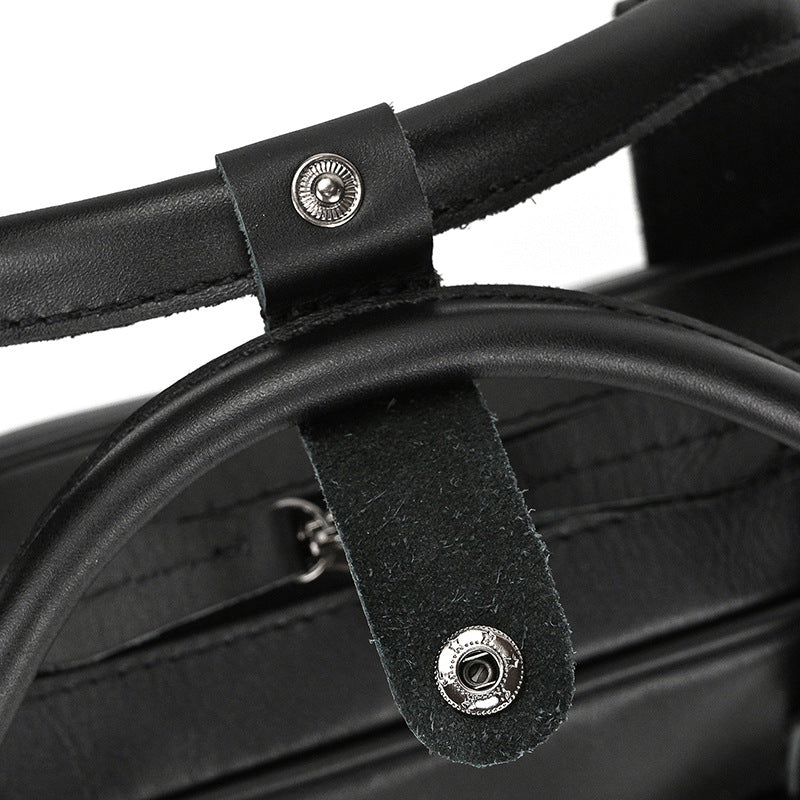 Genuine Leather Carry-On Office Bag with Trolley Strap