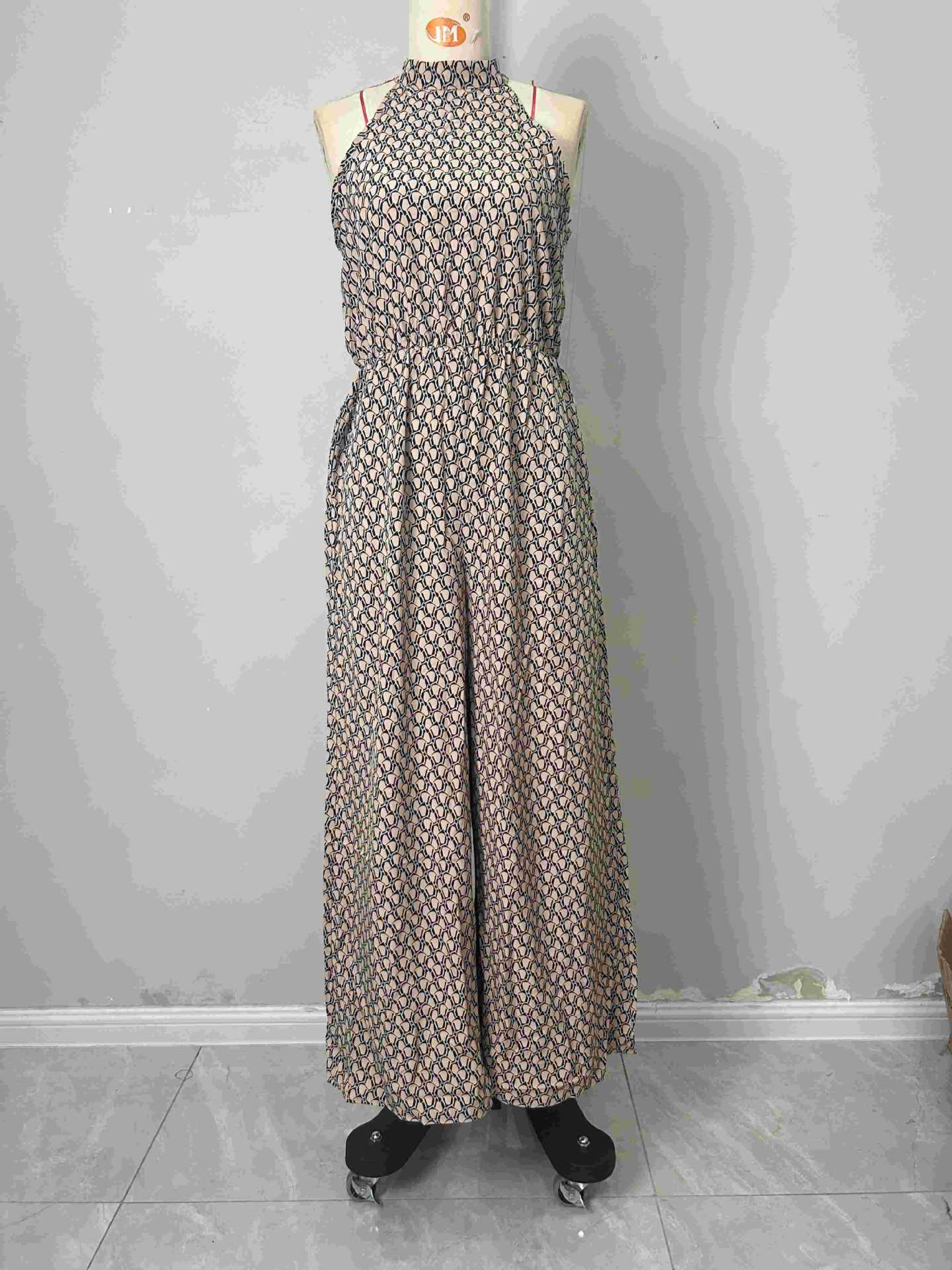 Women’s Halter Neck Wide Leg Jumpsuit Sleeveless High Collar