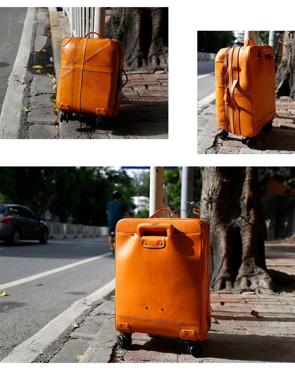 Genuine Leather 20 Inch Airline Cabin Trolley Bag Luggage