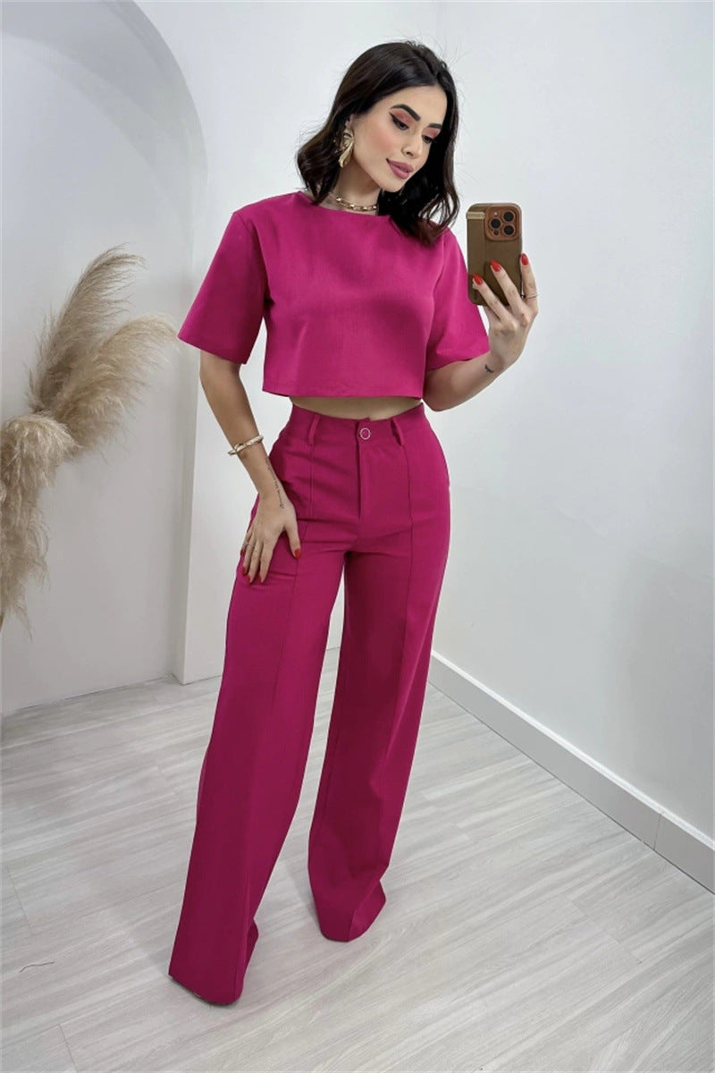 Women's Long Wide Leg Pants And Top