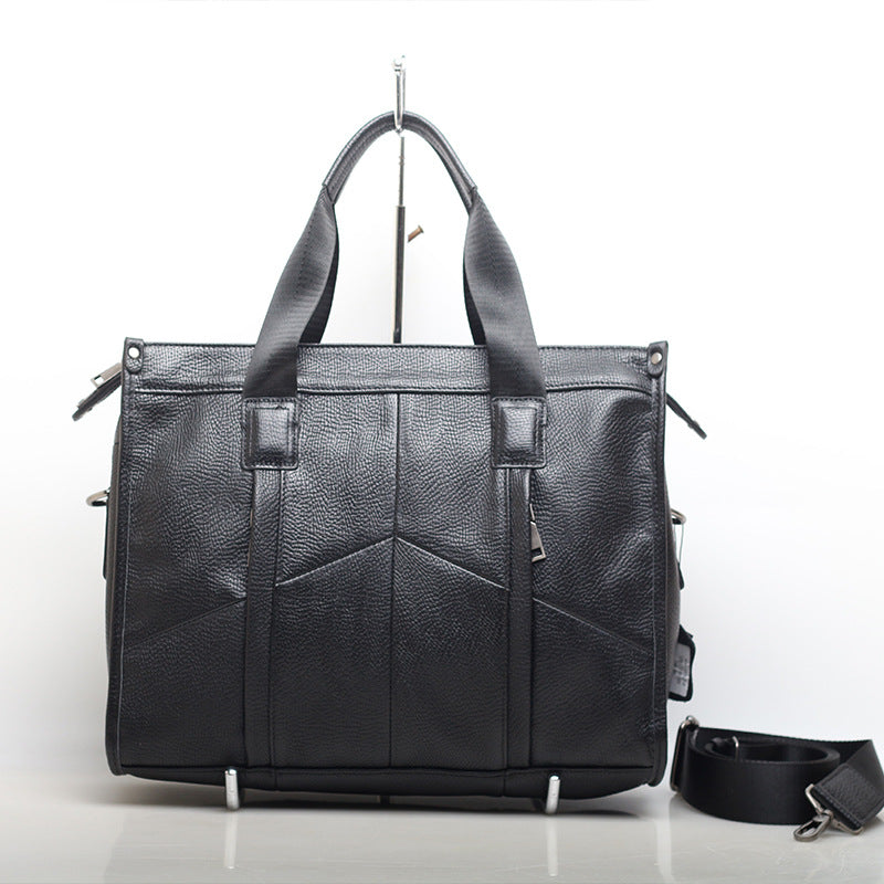 Black Leather Laptop Bag Messenger Shoulder Purse