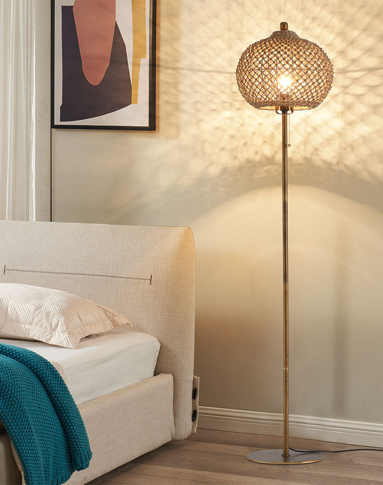 Handwoven Bamboo Floor Lamp Rattan Shade